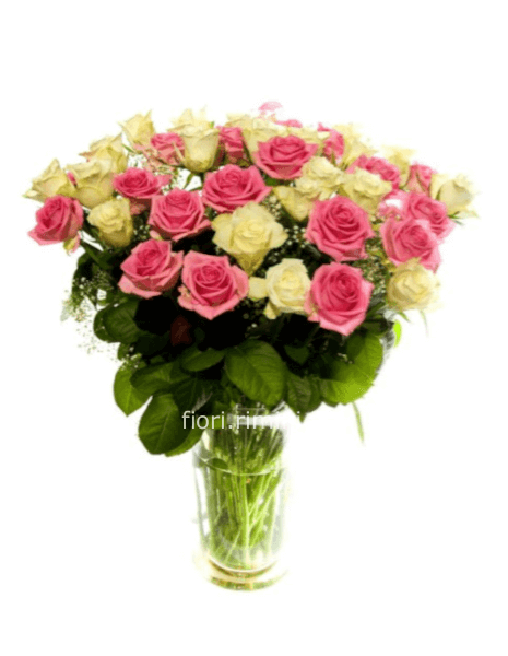 Bouquet bicolore rose bianche e rosa