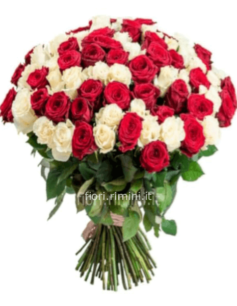 Bouquet bicolore rose bianche e rose rosse