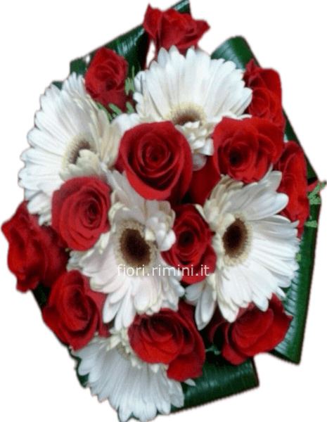 Bouquet di rose rosse e gerbere